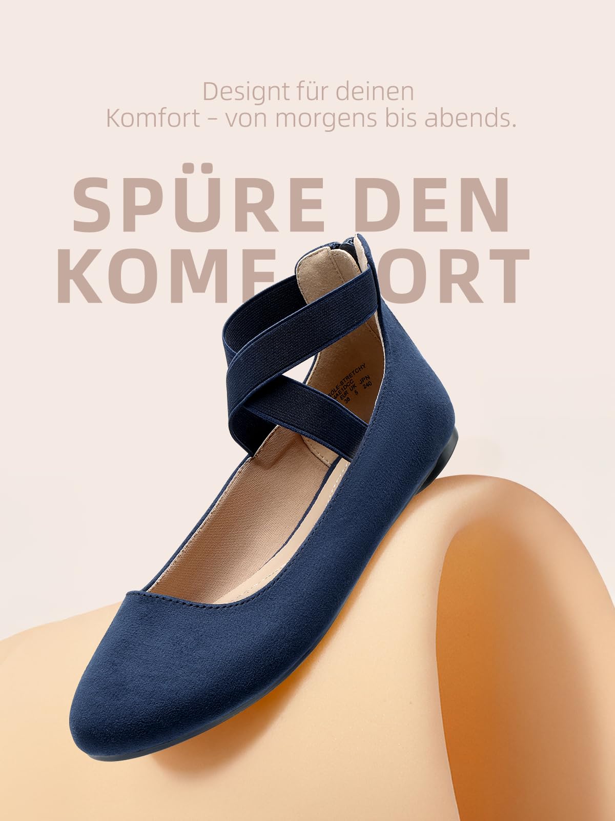 DREAM PAIRS Damskie wygodne baleriny modne płaskie buty z opaską na kostkę i elastycznymi paskami krzyżowymi