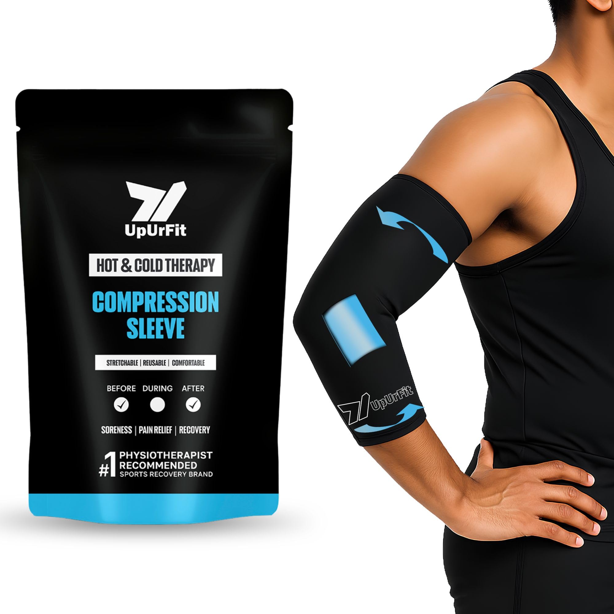 UpUrFit Hot & Cold Compression Sleeve (M/L) - Reusable Ice pack for Pain Relief | Medium - Large Knee Pain Relief & Recovery - ACL/MCL Relief - 360° Flexible, Soft, Comfortable Coverage - Freezer & Microwave Friendly — Amazon image 8