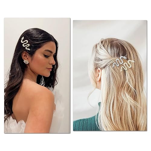 Miniatura 5 de TEBIEKOY Horquillas para el pelo de serpiente con diamantes de imitación brillantes, juego de 4 pinzas de pelo de serpiente de aleación, accesorios