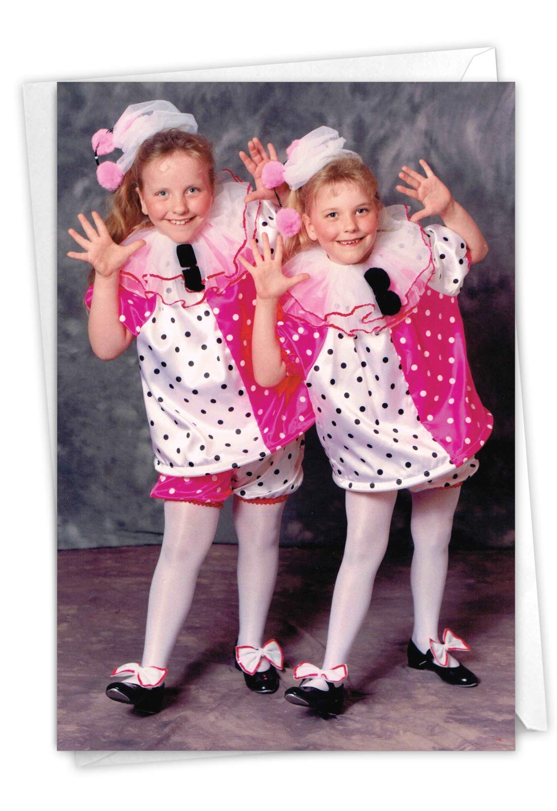 NobleWorks - 1 Happy Birthday Notecard with Envelope - Funny Photos, Bday Celebration Greeting - Dancing Girls C6418BDG