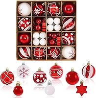 Vista 1 de Adornos de bolas de Navidad, 42 piezas inastillables para árbol de Navidad, regalos de manualidades para el hogar, vacaciones, boda, fiesta