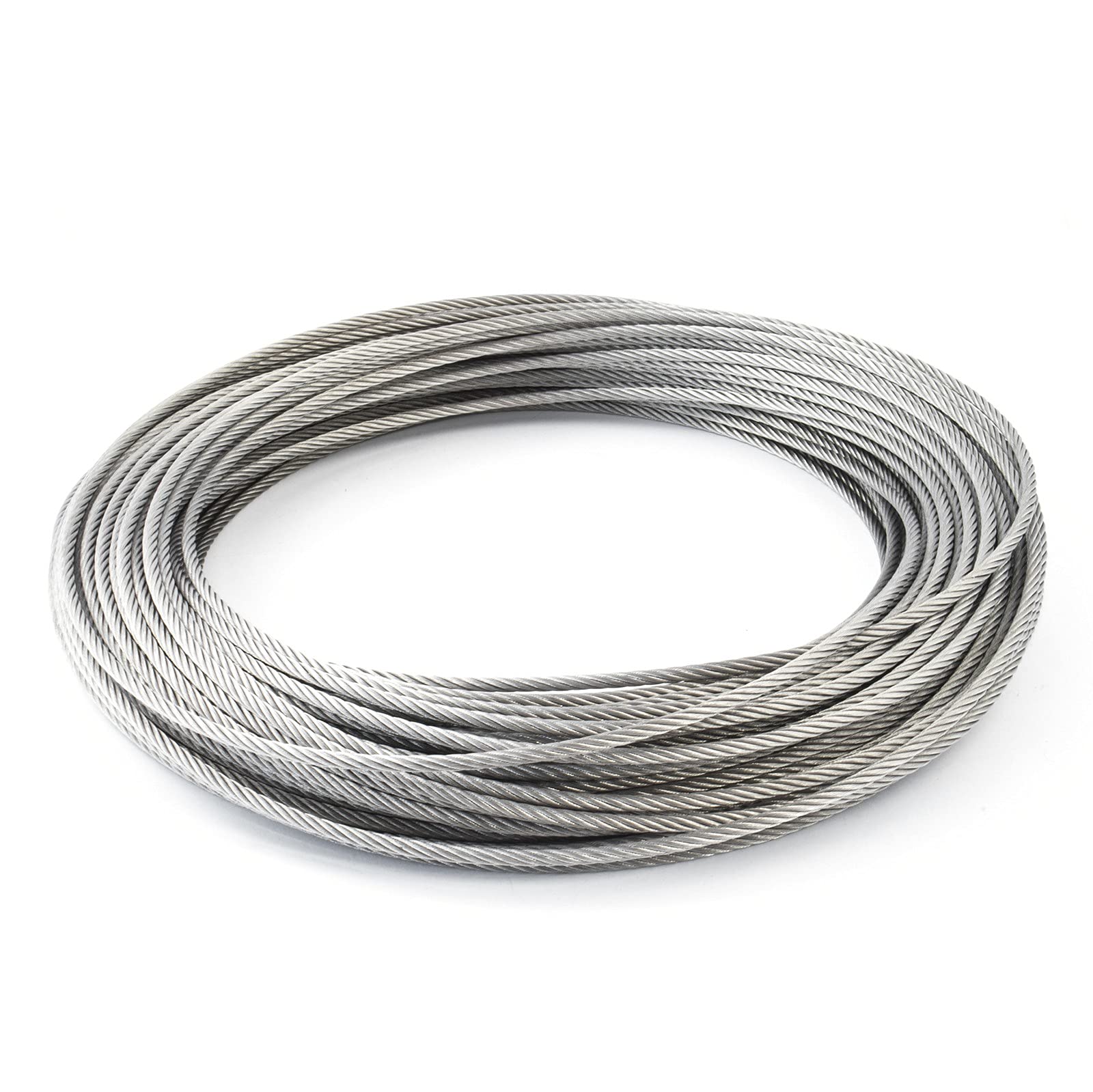 DQ-PP Cuerda de acero | 4 mm | 20 m | acero inoxidable inoxidable | 7 x 7 de dureza media | Cable de alambre para enredaderas cuerda de acero inoxidable cuerda forestal cuerda cuerda tensora cuerda barandilla