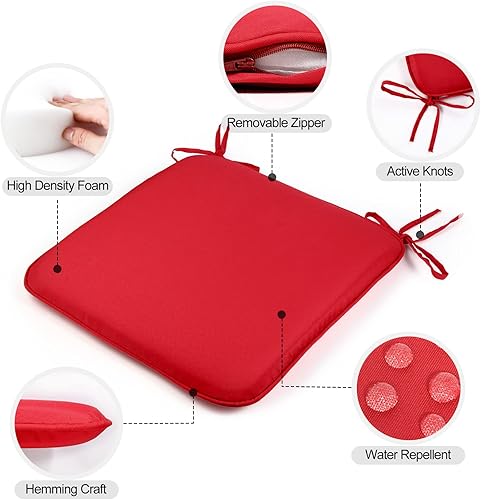 Miniatura 3 de GUEGLSA Cojines de asiento impermeables para interiores y exteriores, 16 x 16 pulgadas, cojín para silla de patio con lazos, lavable a máquina, para