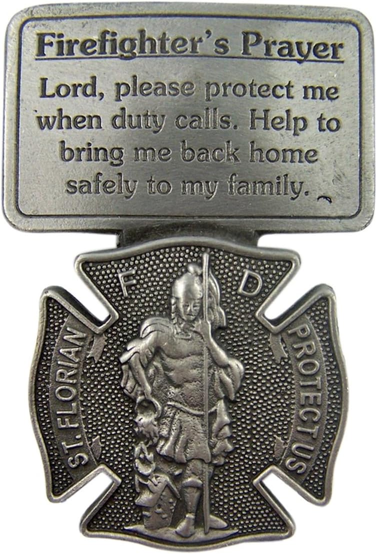 Fine Pewter Firefighter's Prayer Catholic Patron Saint Florian Visor