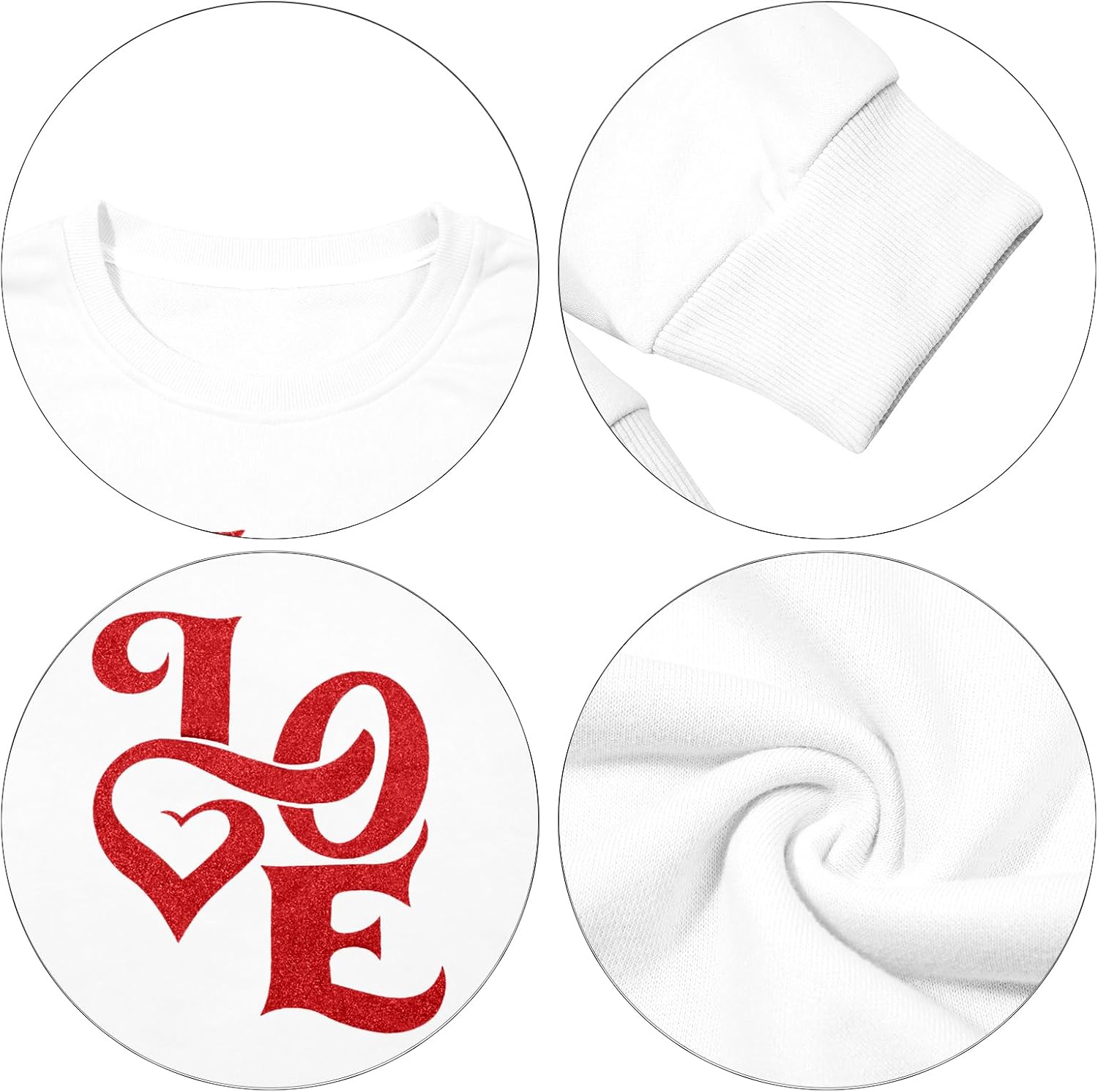 Valentines Sweatshirt for Women Glitter Love Graphic Shirts Casual Valentines Long Sleeve Pullover Tops - Image 4