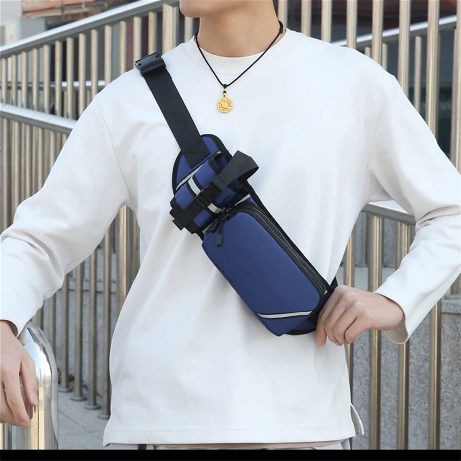 Men's Sport Waist Bag Chest Small with Water Bottle Fixing Pocket for Gym Running Hiking Outdoor Travel Campus School, pomarańczowy, Einheitsgröße, One Style