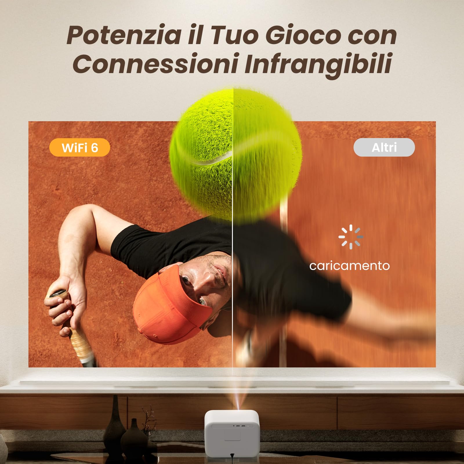 Beamer Sound by JBL, 1080p natywny projektor, Yaber L2s, bezszwowy autofokus, inteligentny rzutnik wideo z WiFi6 i Bluetooth 5.1, kina domowego, do telefonu komórkowego/laptopa, kompatybilny z TV