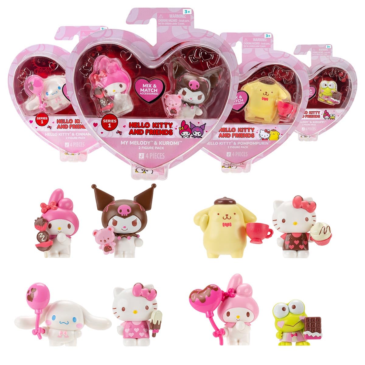 PACK 2 FIGURAS DIA DOS NAMORADOS, HELLO KITTY AND FRIENDS, SUNNY