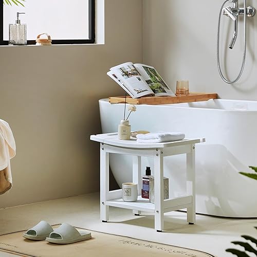 Miniatura 7 de Bancos de ducha para ducha interior, taburetes de ducha impermeables de plástico, asiento de ducha blanco de madera de polietileno, taburete de