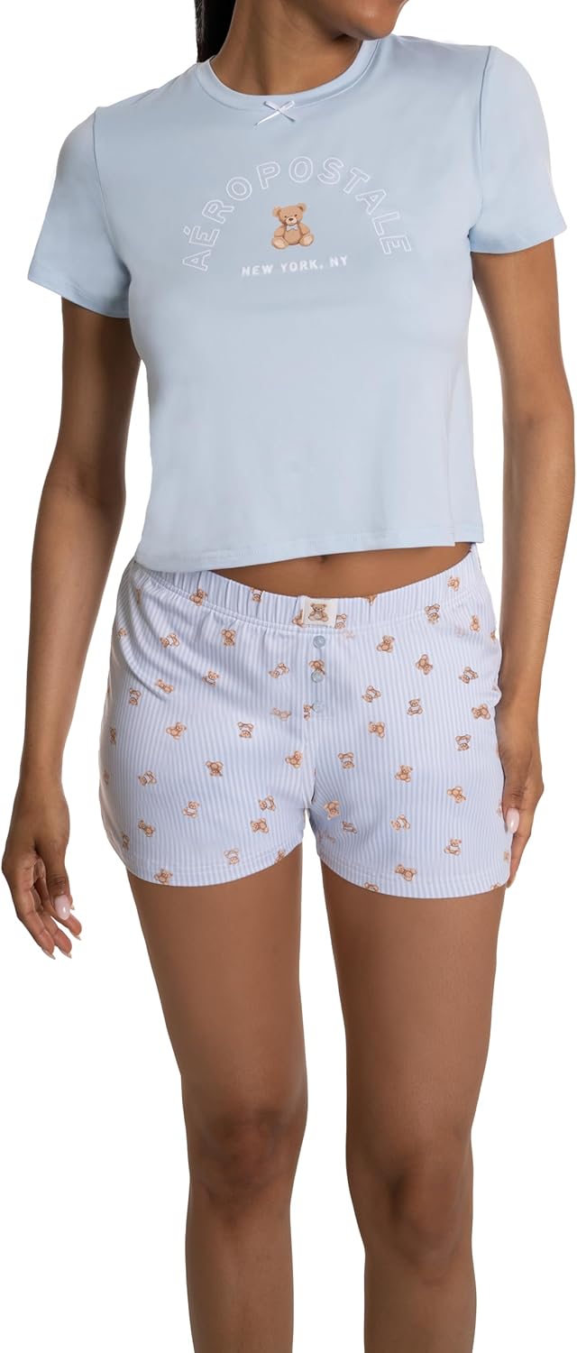 AEROPOSTALE womens Short Sleeve and Shorts 2pc Pj - Image 2