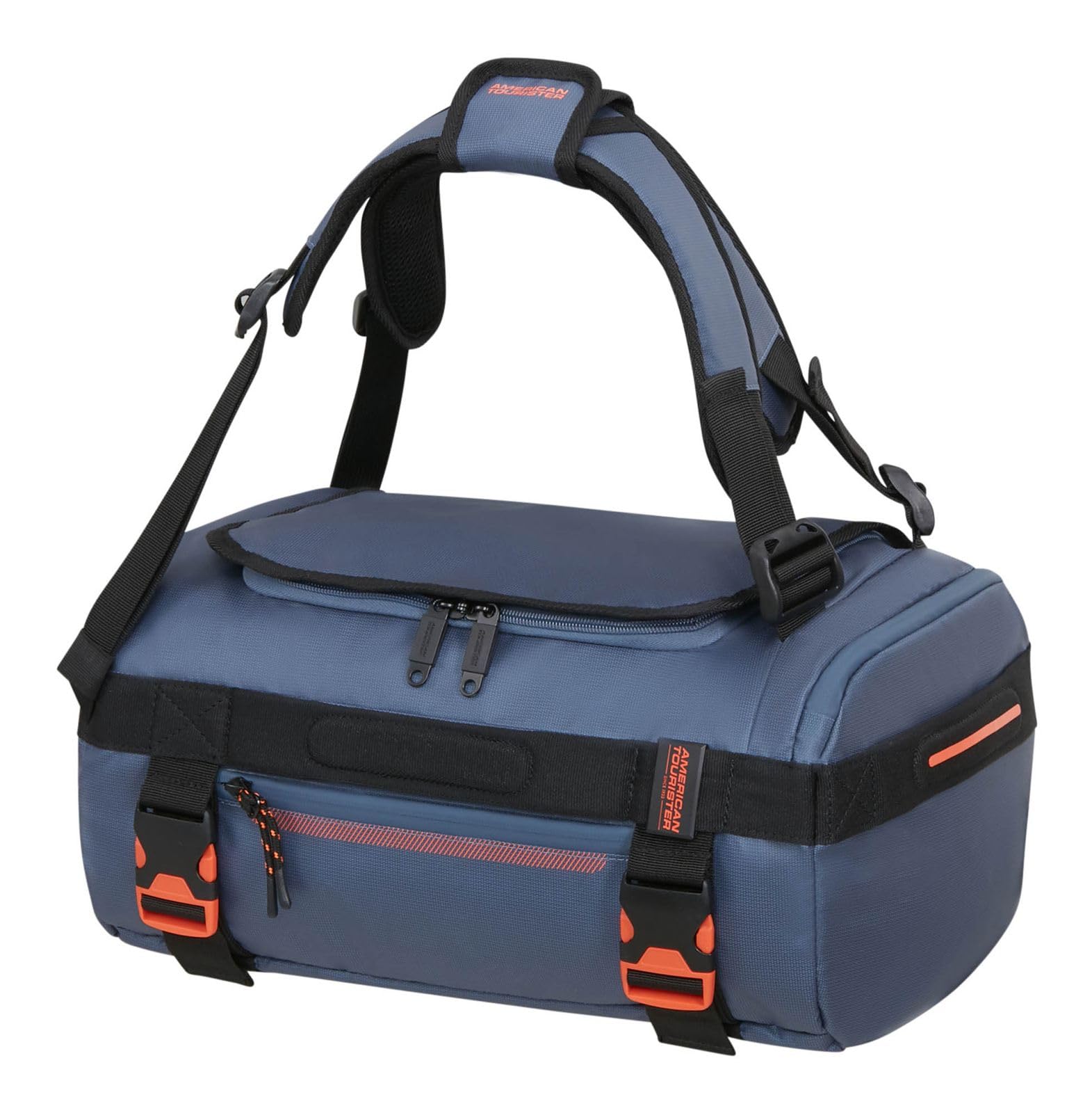 American Tourister Sac de Voyage Sac à Dos Urban Track Duffle/Backpack Coated 31L Navy/Orange Bleu