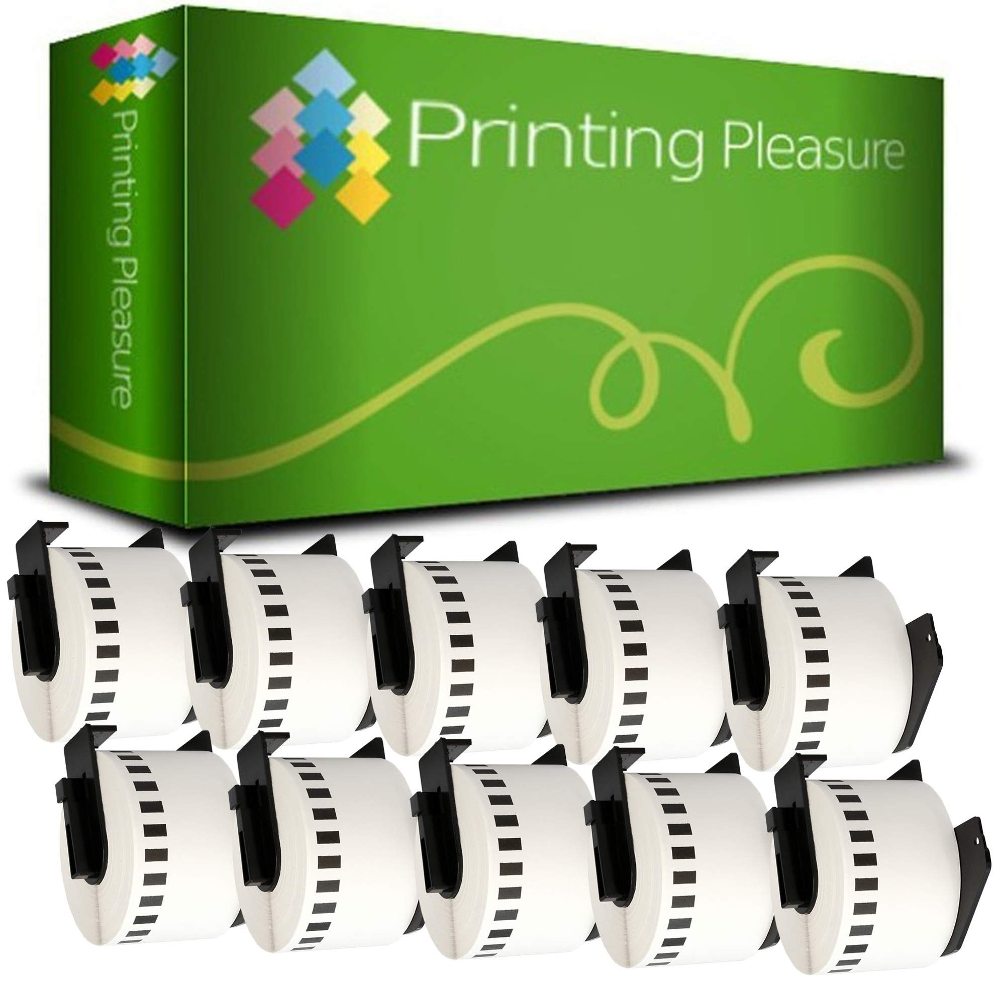 Printing Pleasure 10 x DK22223 Continuous Address Labels Compatible with P-Touch QL-500 QL-550 QL-570 QL-700 QL-720 QL-800 QL-810 QL-820 QL-1100 QL-1110 | 50mm x 30.48m | Thermal Paper Roll — image 1
