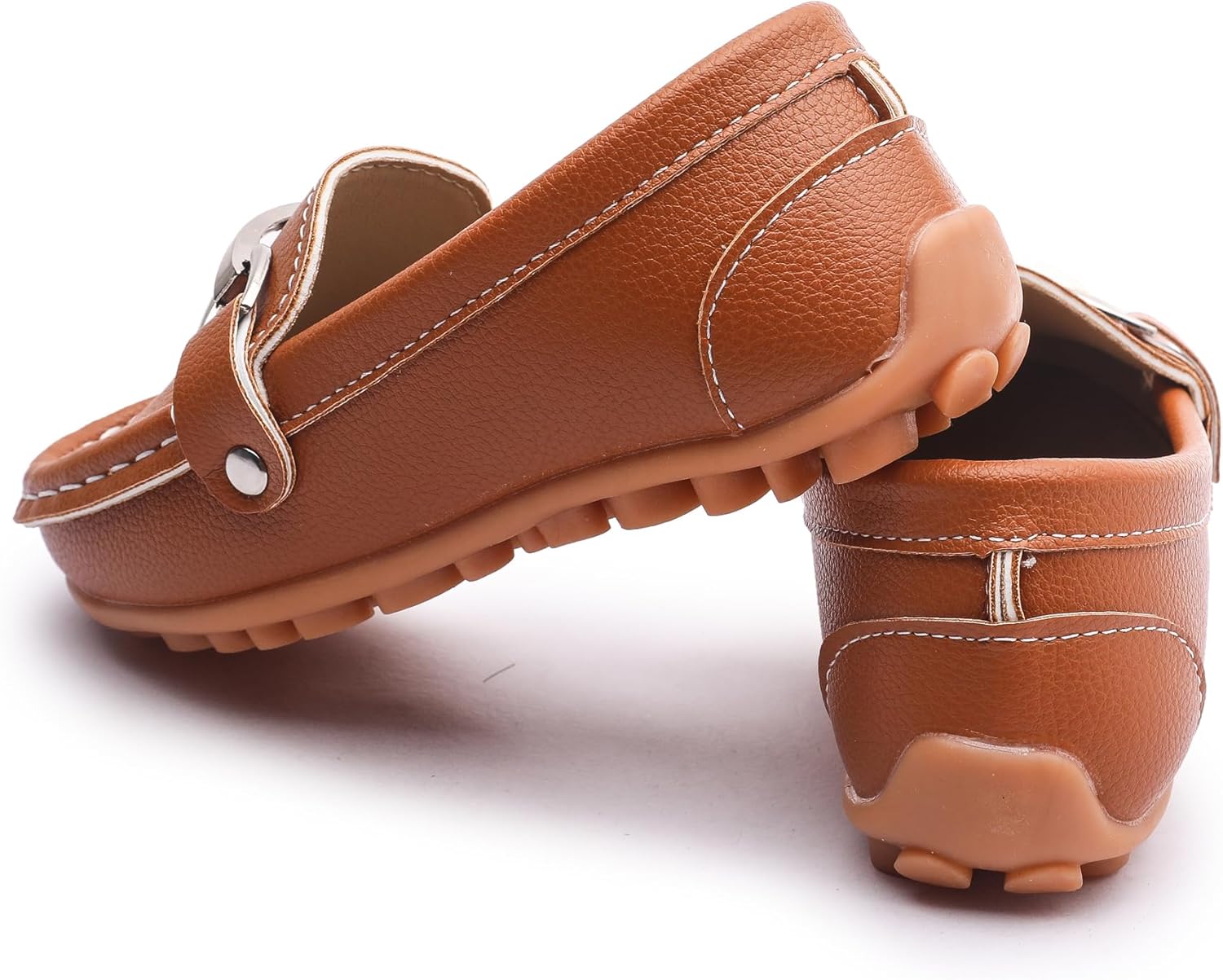 LONSOEN Kids Slip-On Loafers, Synthetic Suede Moccasin Driving Shoes, Non-Slip Rubber Outsole Lightweight Casual/Dress Boat Shoes for Boys & Girls - Image 6