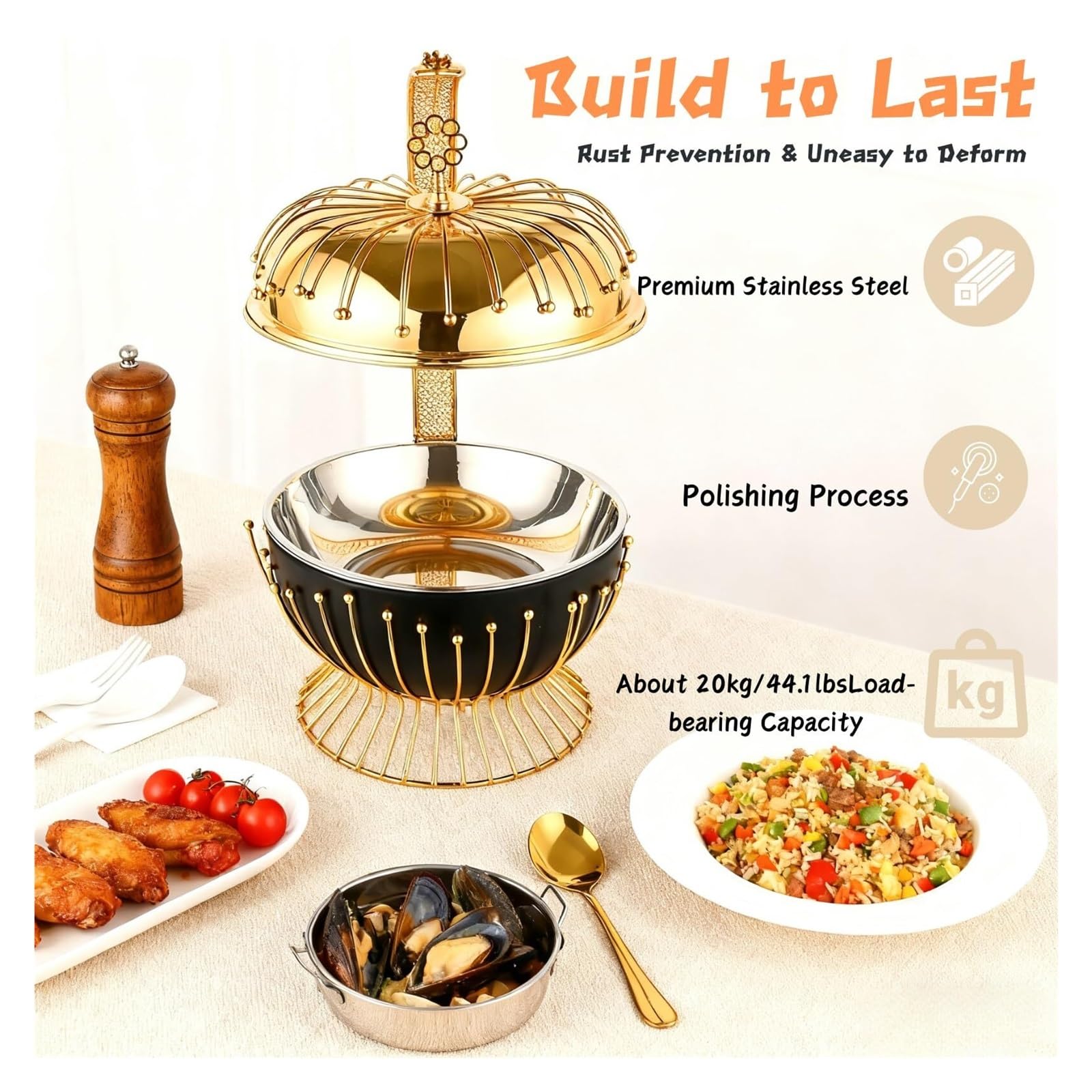 Scaldavivande Rotondi con Coperchio sospeso Cucina a Buffet | Forniture for catering espositori for buffet for matrimoni, feste, catering ed eventi