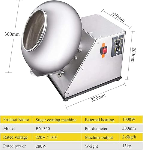 Miniatura 3 de Máquina de recubrimiento de azúcar, pequeña máquina comercial de cacerola de chocolate, máquina pulidora de recubrimiento de chocolate de 4.4-11.0