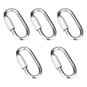 5 Pcs 2.3 Inch 304 Heavy Duty Stainless Steel Screw Quick Chain Links, Rust-Proof Chain Connector Carabiner Hooks for Outdoor Travel, Pet Gear and Keychain