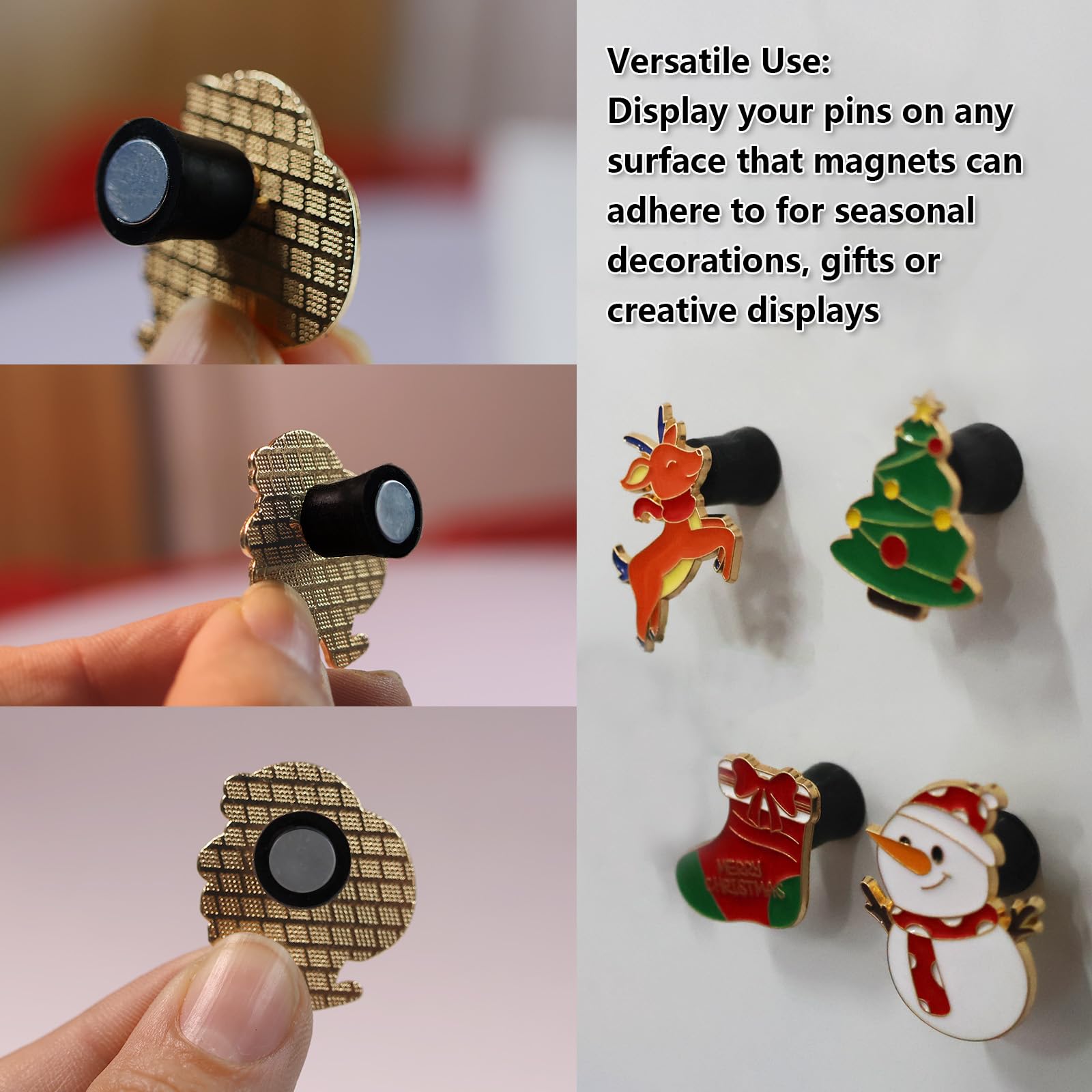 30 magnetische Stecknadeln für Emaille-Pins (schwarz), wandelt Pins in Kühlschrankmagnete um und legt Ihre Pins auf den Kühlschrank für saisonale Dekorationen und Geschenke, Emaille-Pins nicht im