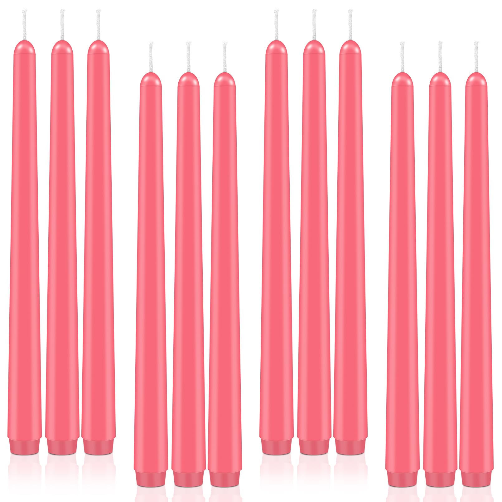 Ausurme Pink 12 Pack Taper Candles,10Inch Taper Candle,7-8 Hours Long Burning, Dripless Smokeless Unscented Candlesticks,Long Tall Tapered Candles,Dinner Candle For Home,Wedding Party,Home Decor