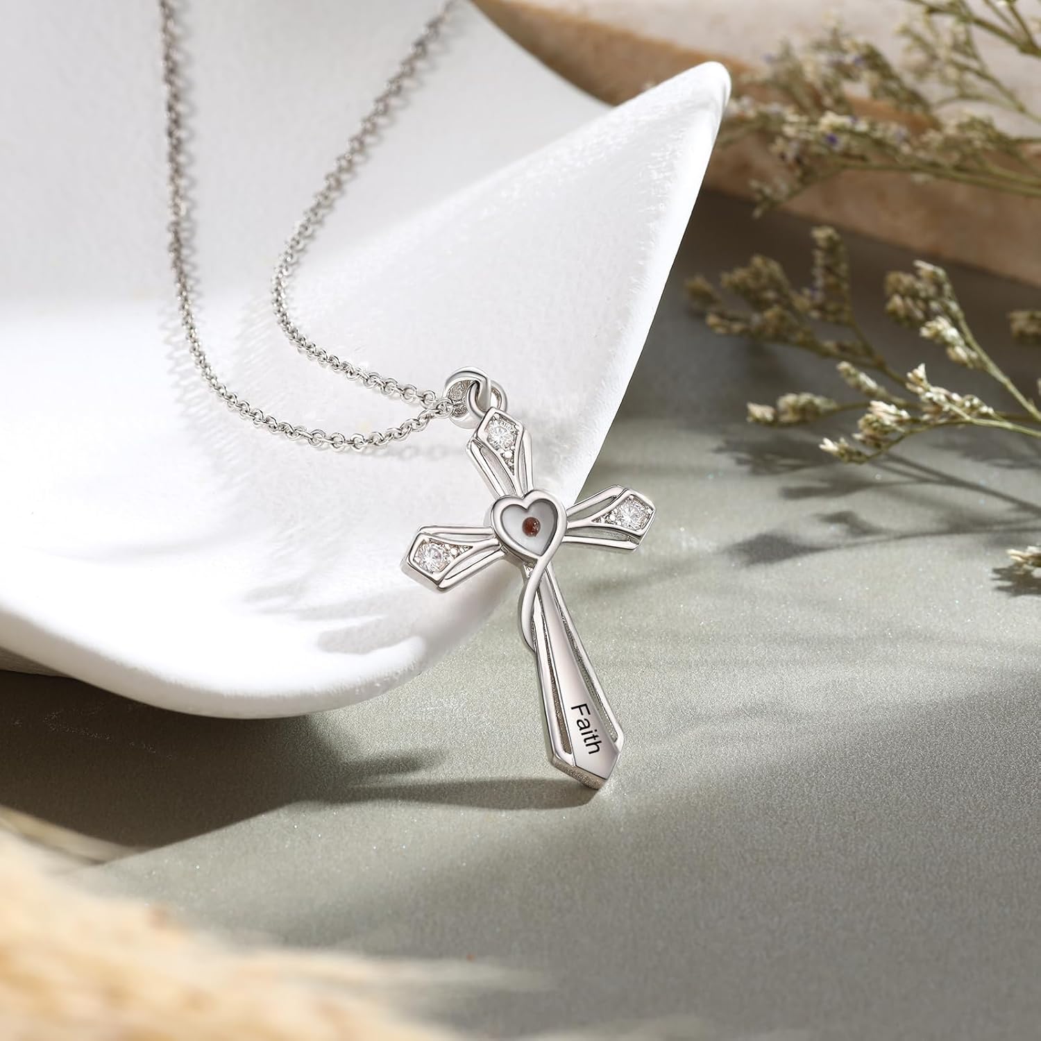 Mustard Seed Necklace Christian Gifts for Women Faith Mustard Seed Cross Necklace, Gift for Christians Jewelry for Women Girls - Image 2