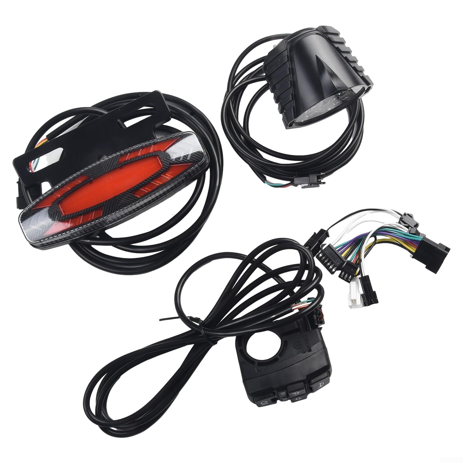 Headlight and Rear Light Set, 36V/48V Ebike Headlight Tail Lights Lamp Electric Turn Signal Light with Switch, Connection Wires