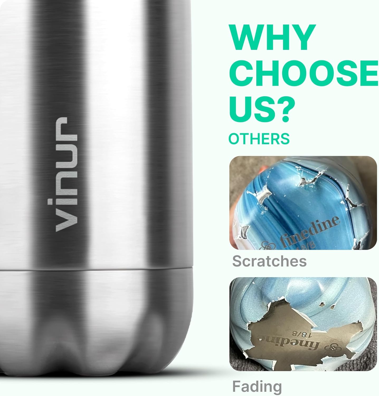 VINUR 9 oz Small Insulated Water Bottle for Kids Lunchbox -18/8 Stainless Steel Vacuum Leak-Proof Flask with Carry Rope for Sports Travel, Cola Shape, Silver - Image 3