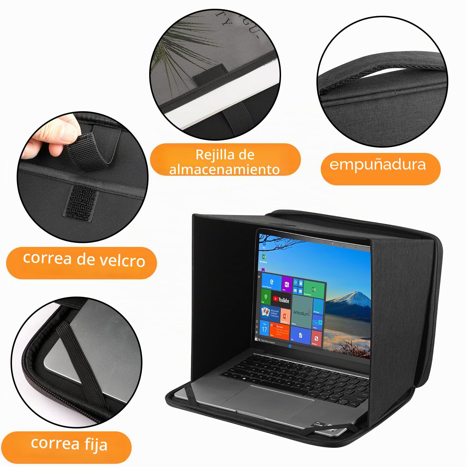 HoYiXi Parasol universal para portátil para trabajar al aire libre, protección solar que refleja la luz solar para MacBook/Hp/Dell/Acer/Asus PC de 15-16 pulgadas, color negro