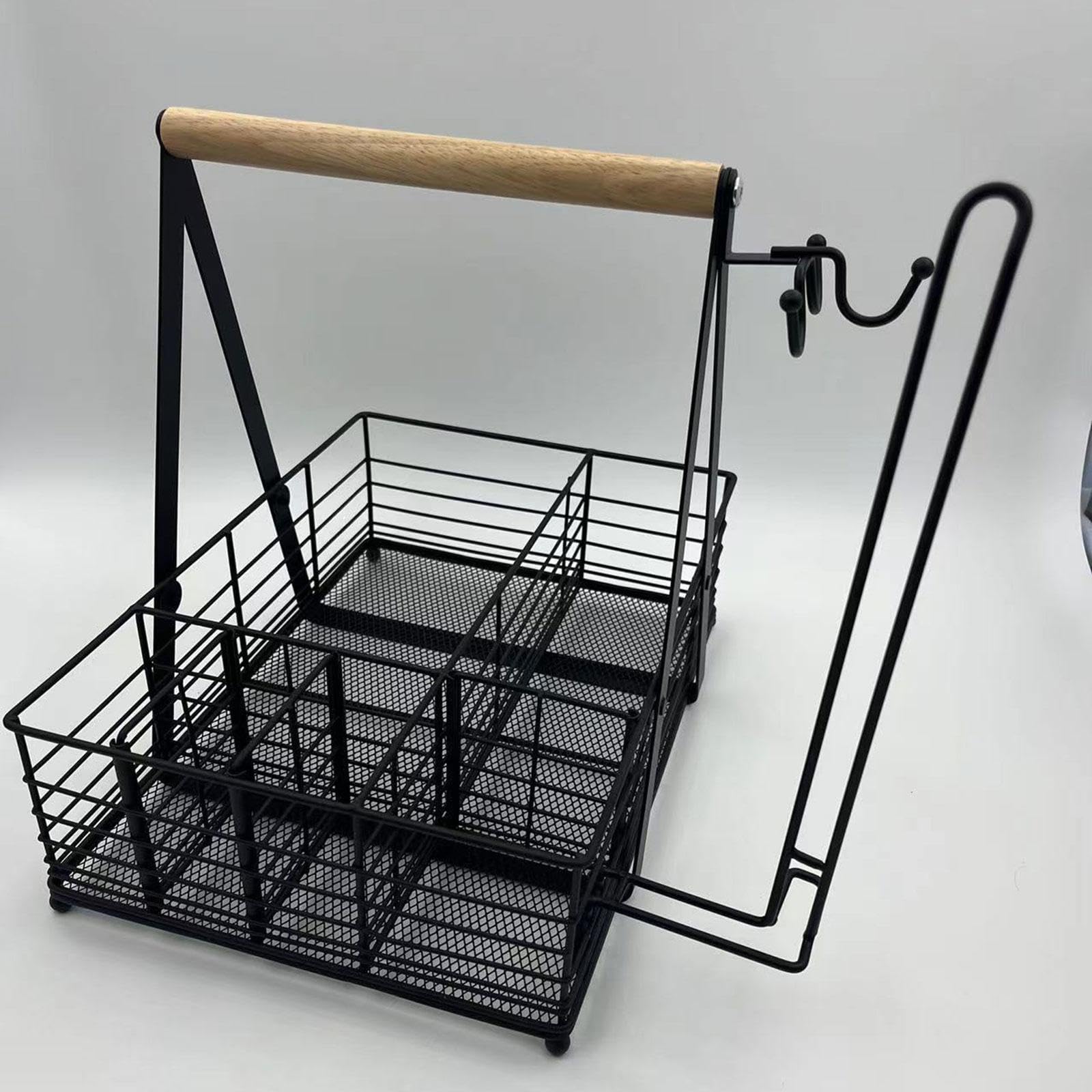 Organizador de Condimentos para Picnic Y Barbacoa con 6 Compartimentos Y Soporte para Utensilios.