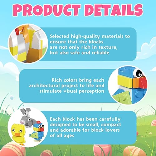 Miniatura 3 de URMOMENT Juegos de bloques de construcción de Pascua 12 en 1, conejitos, zanahorias y otros elementos de Pascua, bloques de construcción, juguetes