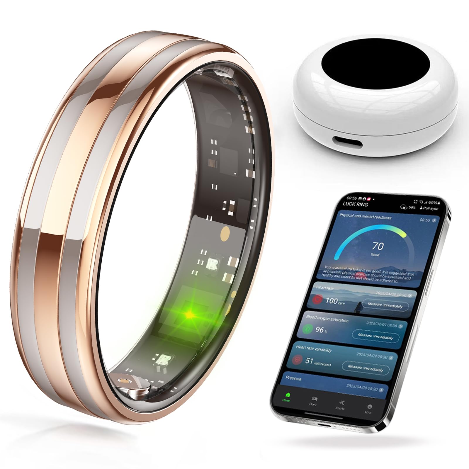 Yihou Smart Ring Ultra Narrow Slim Heart Rate Monitor Sleep Tracker Fitness Health Ring Pedometer Step Counter Calories Waterproof Ladies Smart Rings for Women Men-image-31
