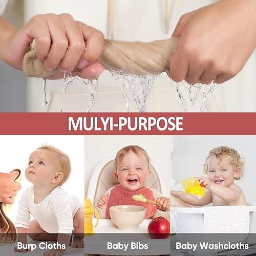 Miniatura 6 de Paños de muselina para eructos 100% algodón, paquete de 12. Paños para eructos suaves, suaves y absorbentes para bebés niñas y niños (color neutro,