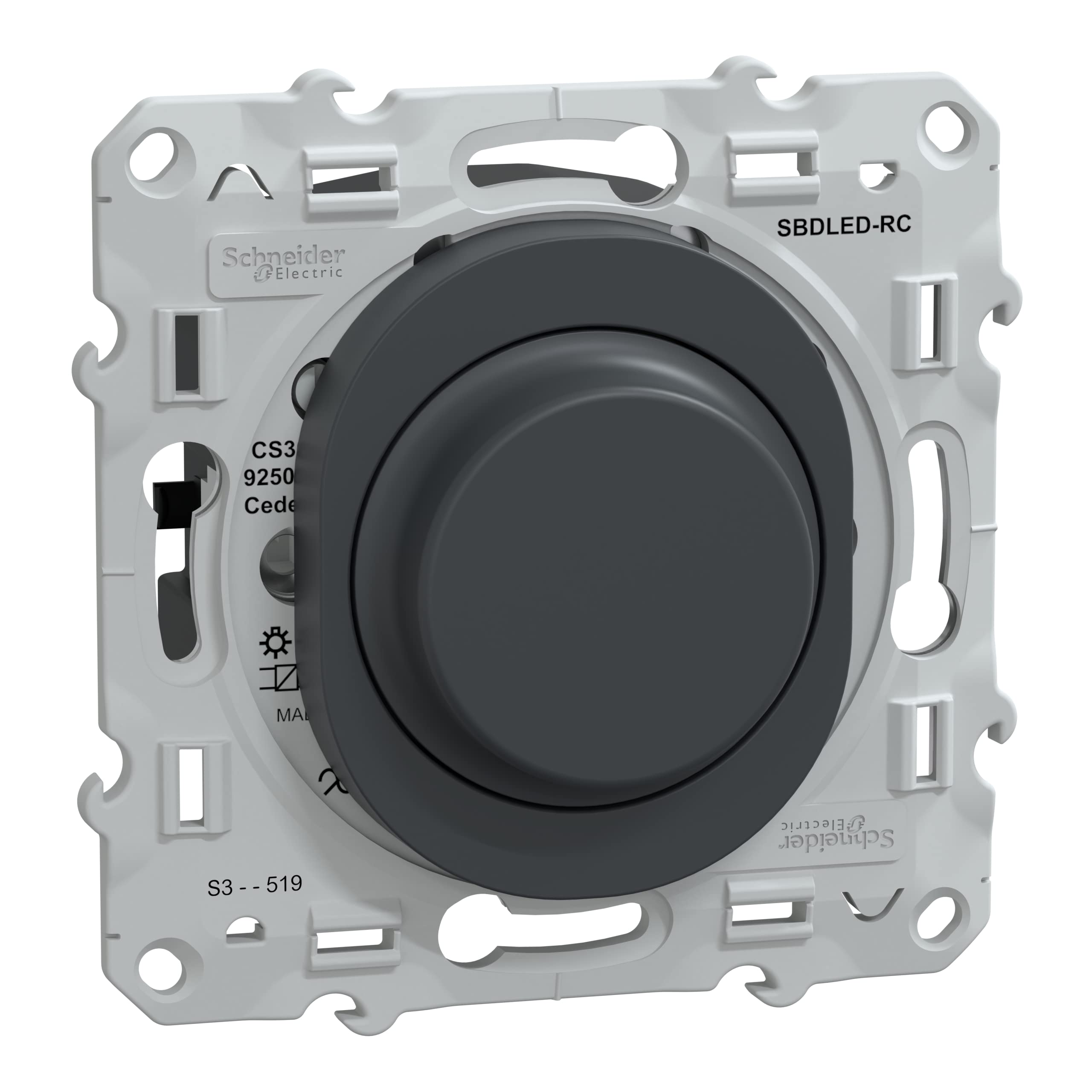 Schneider Electric - Ovalis - Variateur de lumière universel - 2/3 fils - Anthracite - S340519