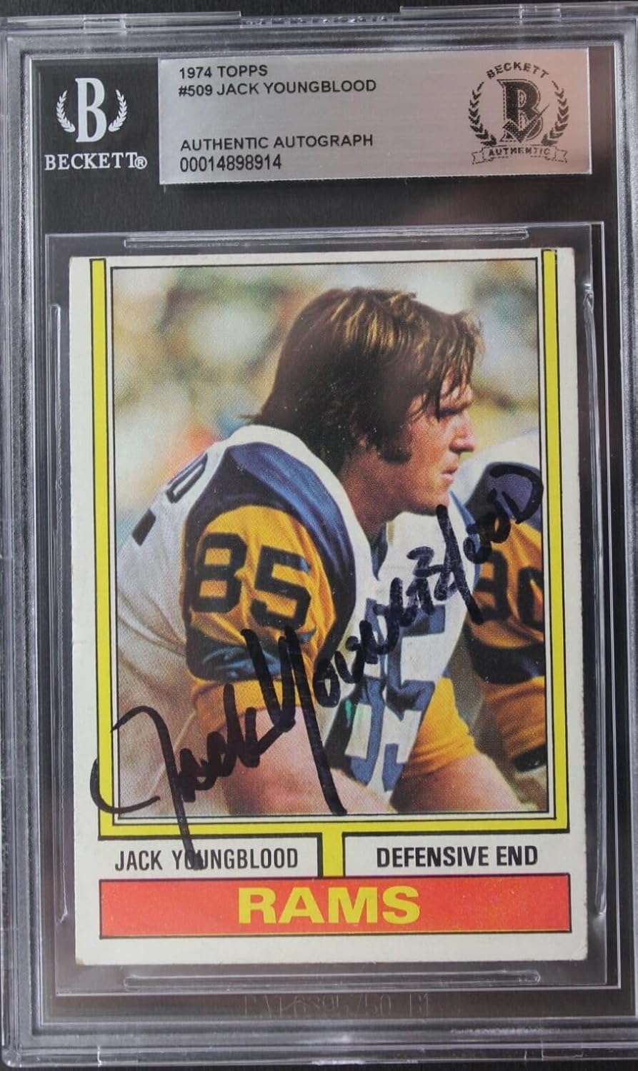 Jack Youngblood Rams Florida Autograph 1974 Topps #509 Signed Football Card BAS