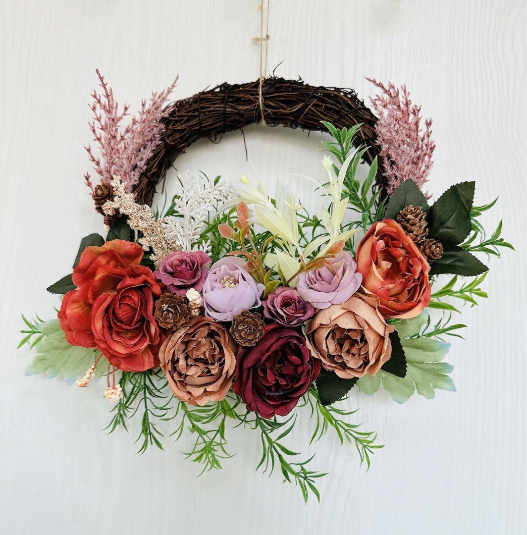 Amazon.co.jp: アーティフィシャルフラワーリース＊玄関リース＊造花  