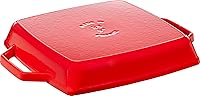 Vista 2 de Staub Dust 40511-685-0 Plancha rectangular con dos asas, 11.0 in, hierro fundido, rojo cereza