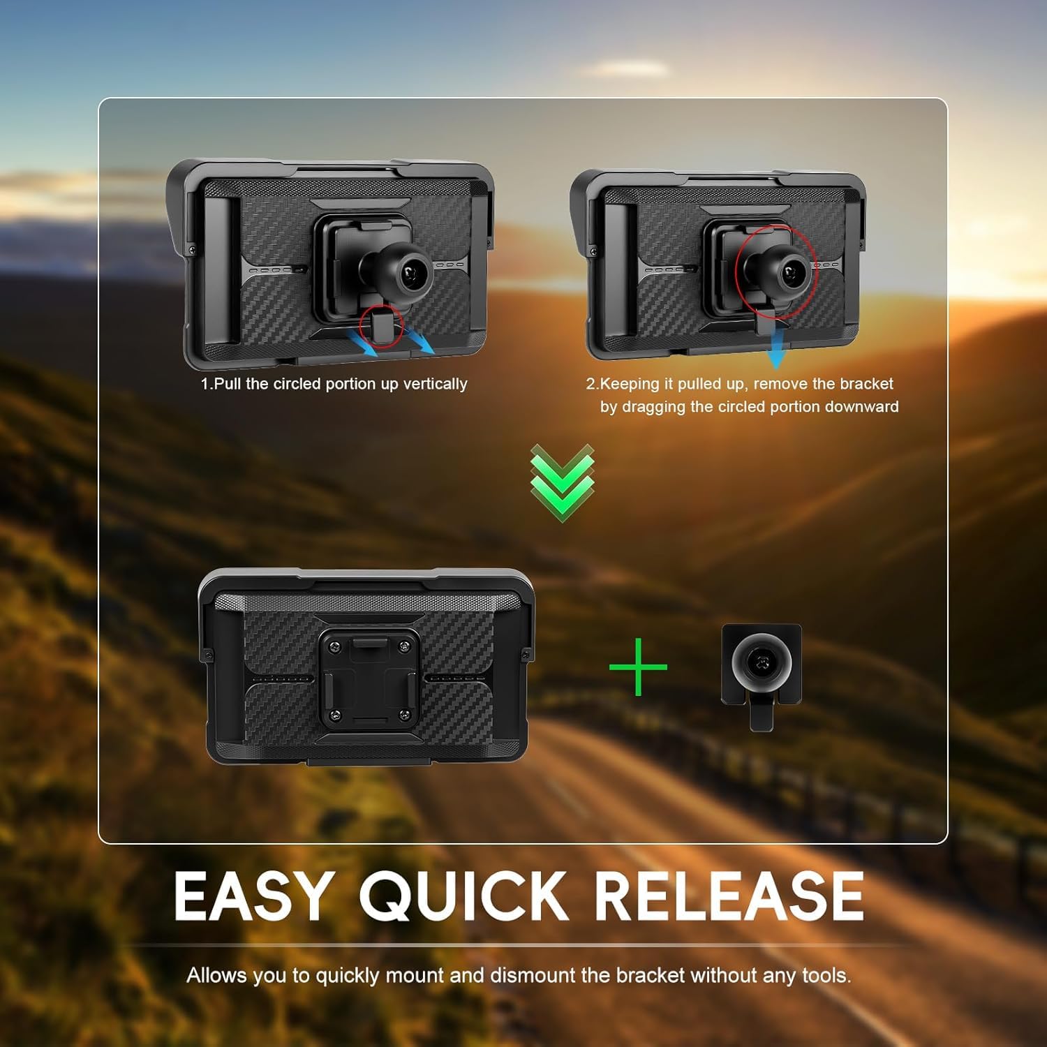 SIXTOP Schermo CarPlay per Moto, CarPlay e Android Auto Wireless per Moto, Touchscreen Impermeabile da 5 Pollici, Audio Bluetooth, Navigazione GPS, Siri