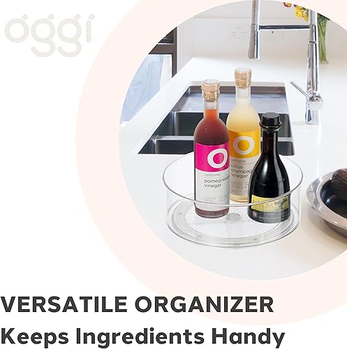 Miniatura 4 de OGGI Organizador giratorio de pared alta Lazy Susan de 9 pulgadas para cocina, despensa, organización y almacenamiento. Ideal como un estante