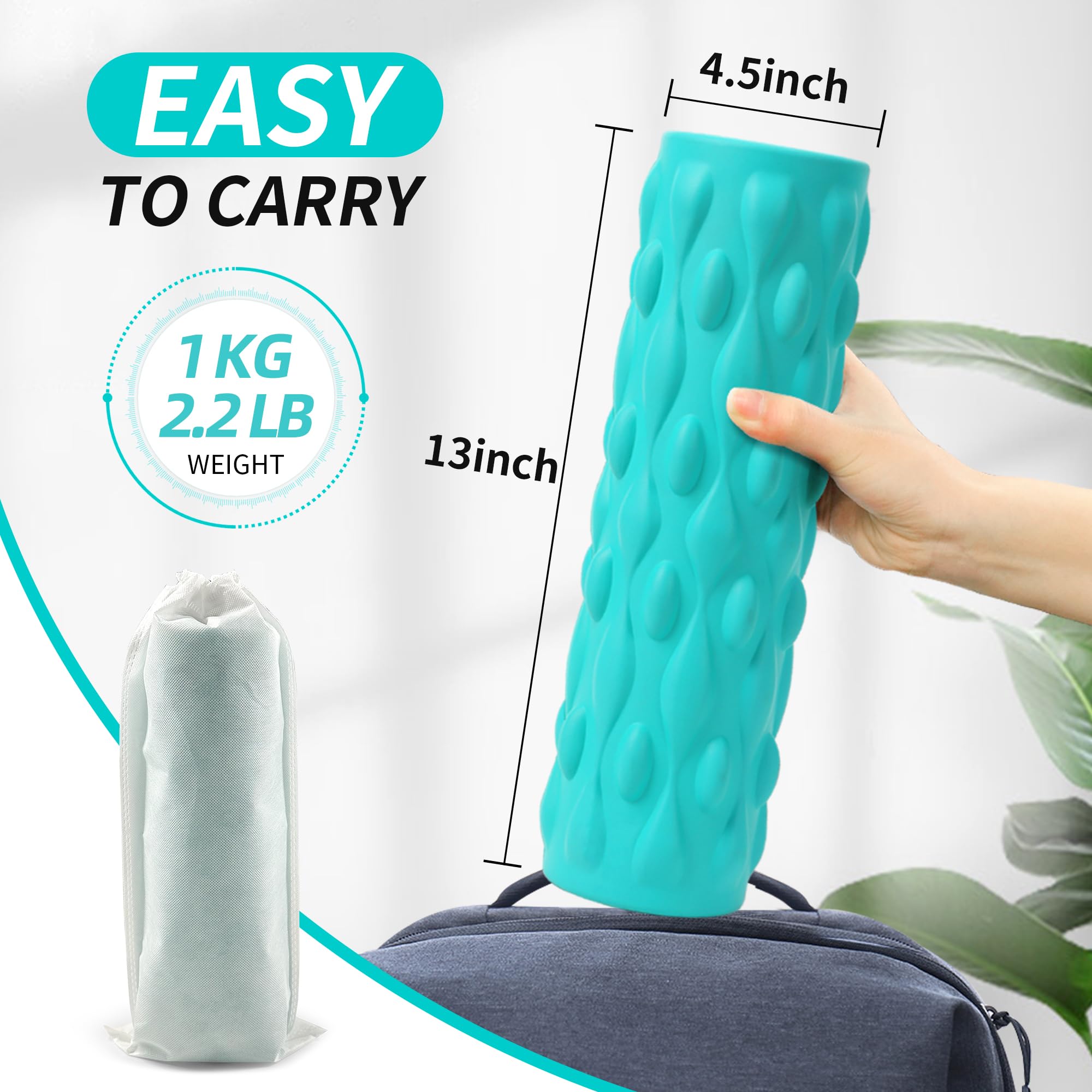 Rullo vibrante in schiuma ad alta densità blu con 4 velocità personalizzabili per massaggio profondo dei tessuti, recupero muscolare e sollievo dal dolore, ricaricabile con borsa portatile