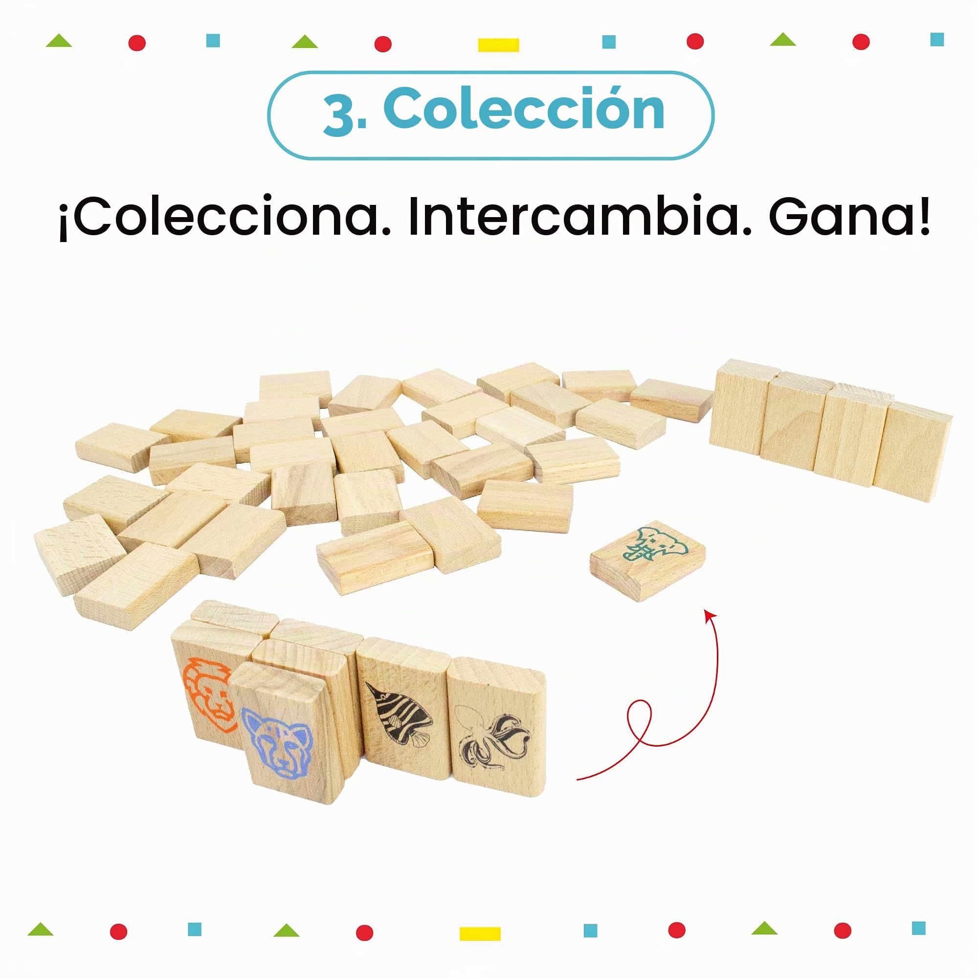 Mahjong de Madera Infantil – Juego Educativo de Criaturas Marinas y Animales Salvajes para Memoria, Lógica y Motricidad Fina