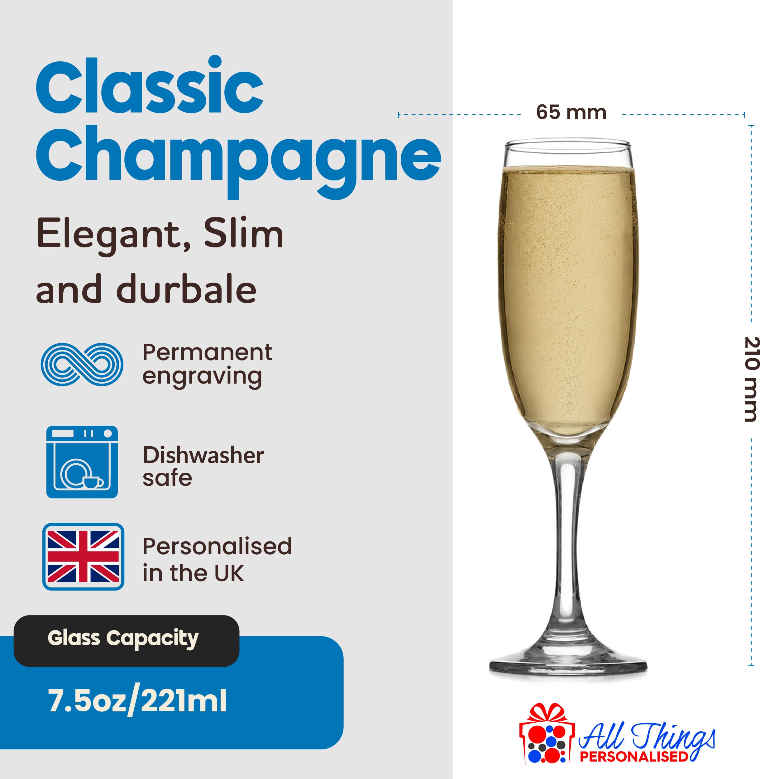Copas de champán para fiesta de graduación King y Queen, flautas grabadas personalizadas con diseño de corona, regalo de recuerdo de premio de noche de graduación, 210 ml, caja de regalo, juego de dos