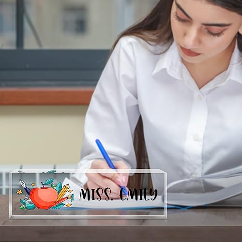 Miniatura 2 de Placa de nombre de escritorio personalizada, placas de identificación de vidrio acrílico personalizadas para escritorios, placa de identificación de