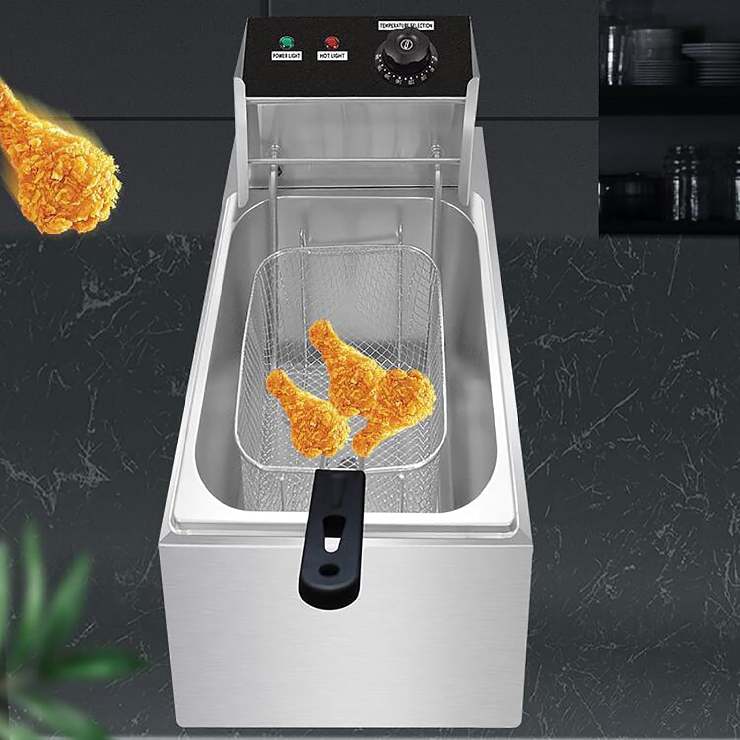 Commercial Deep Fryer, Single Tank Electric Deep Fryer for Commercial And Home, 4L/4.22QT Countertop Fryer with Basket for French Fries Donuts, Thickenstainless Steel Deep Fryer with Temperature Limit