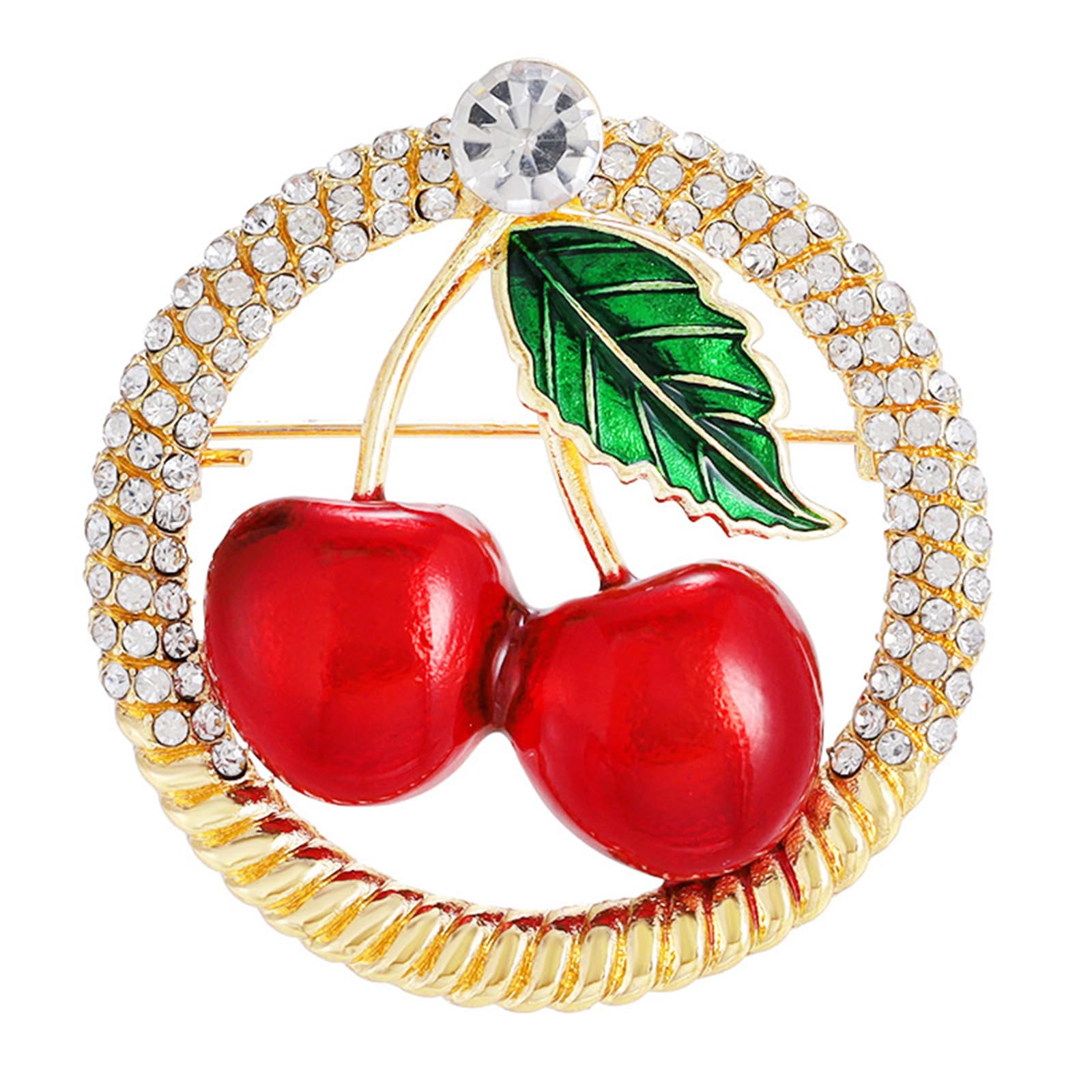 MICFENY Rhinestones Cherries Brooch Pin With Secure Clasp Elagant Brooch For Dresses And Cardigans Women Formal Event Jewelry
