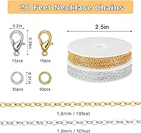 Vista 2 de SANNIX 20 Feet Necklace Chains 1.8mm Jewelry Making Chains for Necklace Earring Bracelet Jewelry Making Supplies, Metal Chain Necklace with Lobster