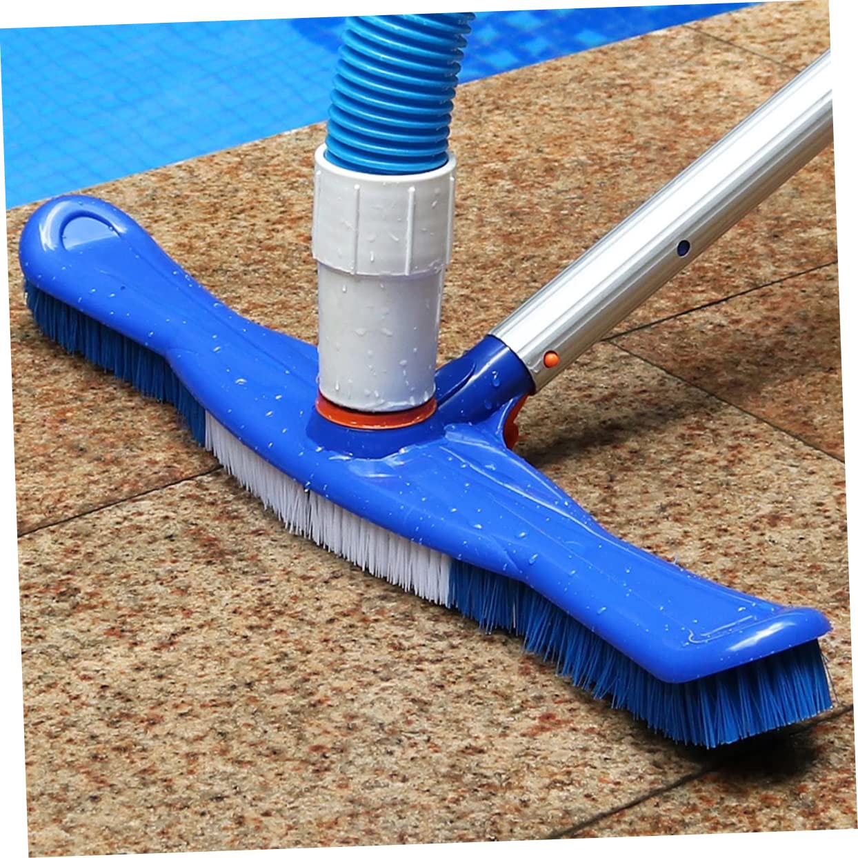 Brosse de Nettoyage pour Piscine Robuste 20 Pouces, Poils Plastique, Bleu
