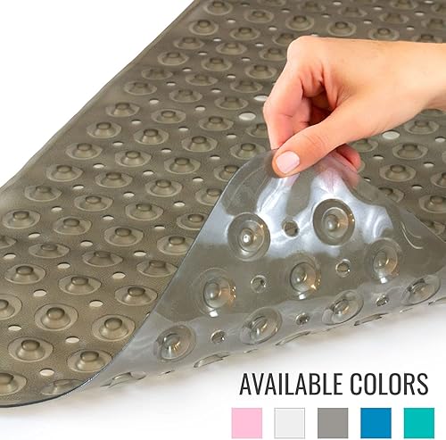 Miniatura 3 de HealthSmart Tapete de baño extra grande antideslizante para ducha y bañera con ventosas y agujeros de drenaje para un agarre antideslizante, lavable