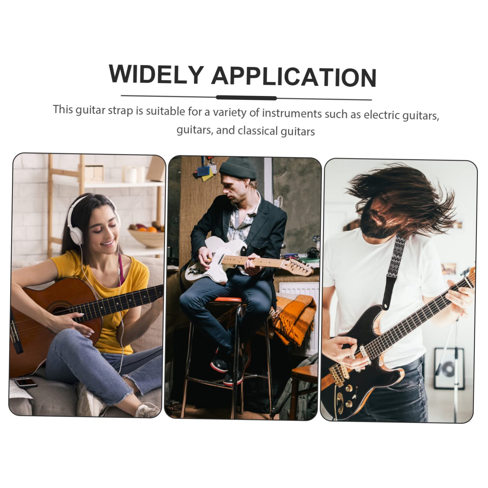 ibasenice 3juegos Correa De Guitarra De Algodón Creativa Con Accesorios Soporte Práctico Para Guitarra Eléctrica Diseño Duradero y Cómodo Para Músicos