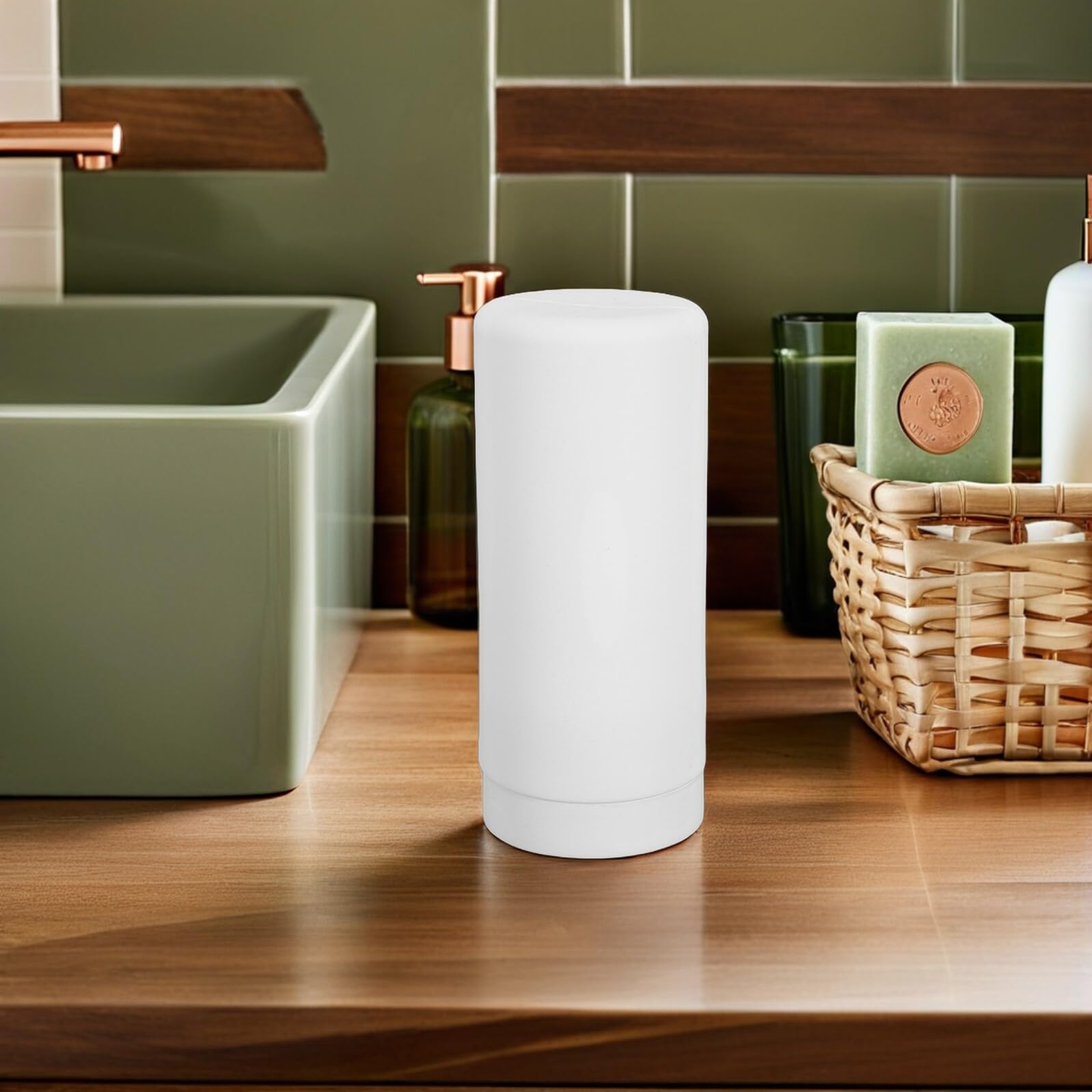 WOONEKY Dispensador de Jabón Líquido de Silicona Botella Recargable para Manos y Platos Dosificadora Portátil para Cocina y Lavabo de Baño Envase Multifuncional para Viaje y Uso