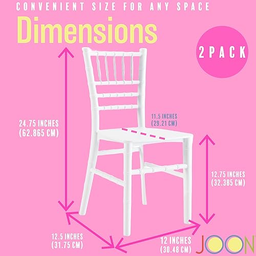 Miniatura 3 de JOON Paquete de 2 sillas Tiffany Chiavari para niños, 25 x 13 x 14.5 pulgadas, policarbonato, altura del asiento de 12.75 pulgadas, diseño elegante