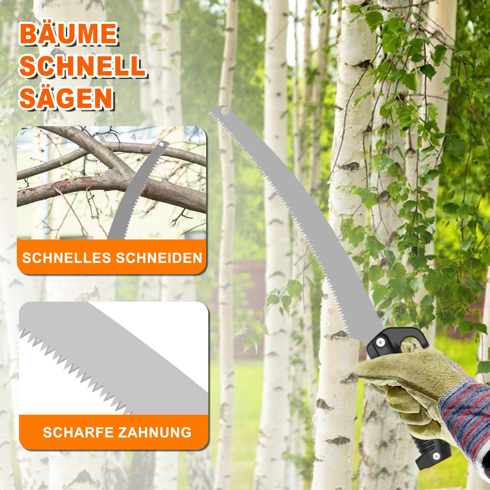 SISUPASSIE 6M Teleskop Astsäge –Manuelle Säge für den Baumschnitt, Teleskopsäge für Garten, Terrasse und Hof