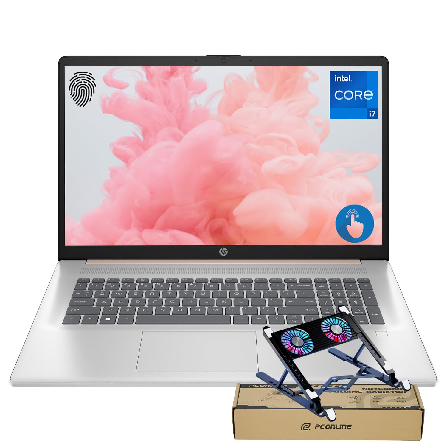 Sponsored Ad - HP Premium 17.3" Laptop, 17.3" HD+ Touchscreen, Intel Core i7-1355U, 32GB RAM, 2TB SSD, Webcam, HDMI, Backlit KB, FP Reader, Wi-Fi 6, Win 11 H, Pale Rose Gold, PCO Laptop Cooler Bundle